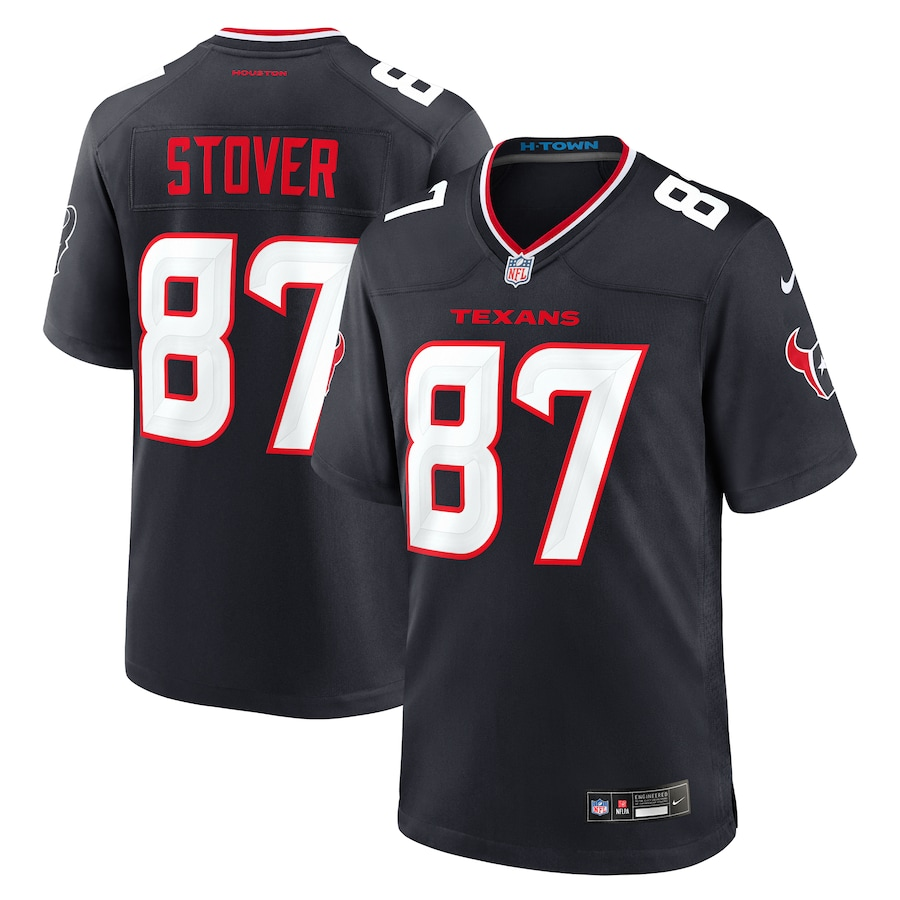 Men’s Houston Texans Cade Stover #87 Navy Jersey