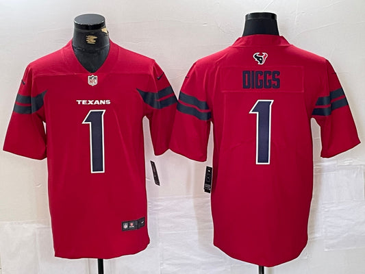 Men’s Houston Texans Stefon Diggs #1 Red Alternate Jersey