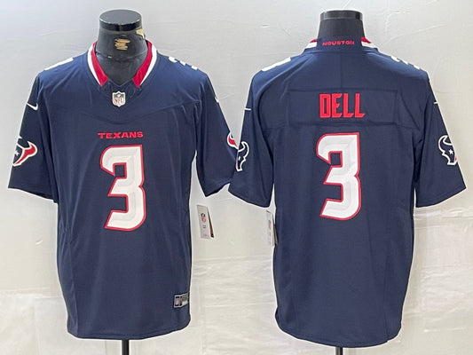 Men’s Houston Texans Tank Dell #3 Navy Jersey