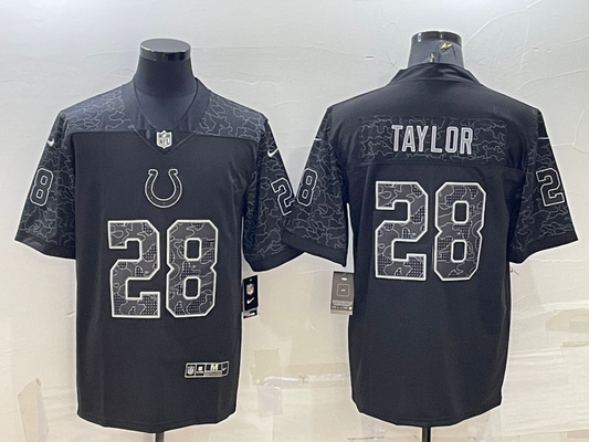 Men’s Indianapolis Colts Jonathan Taylor #28 Black RFLCTV Limited Jersey