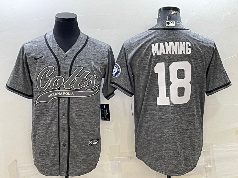 Men’s Indianapolis Colts Peyton Manning #18 Gray Jersey Joint Edition