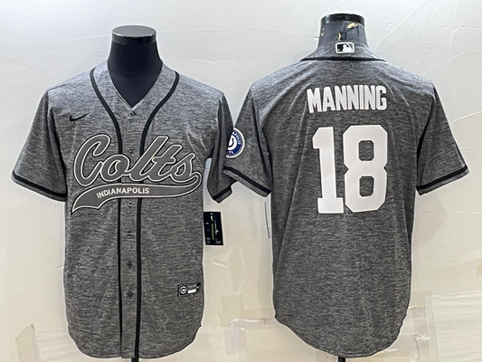 Men’s Indianapolis Colts Peyton Manning #18 Gray Jersey Joint Edition