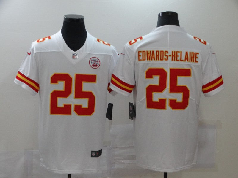 Men’s Kansas City Chiefs Clyde Edwards-Helaire #25 White Jersey