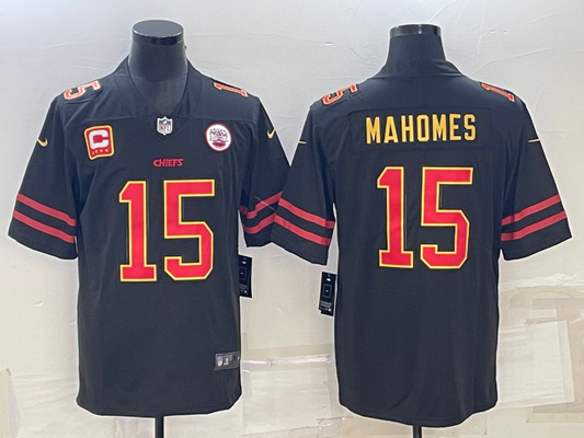 Men’s Kansas City Chiefs Patrick Mahomes #15 Black Jersey