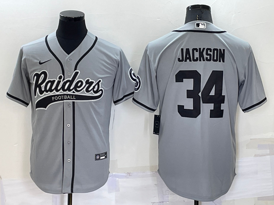 Men’s Las Vegas Raiders Bo Jackson #34 Gray Jersey Joint Edition