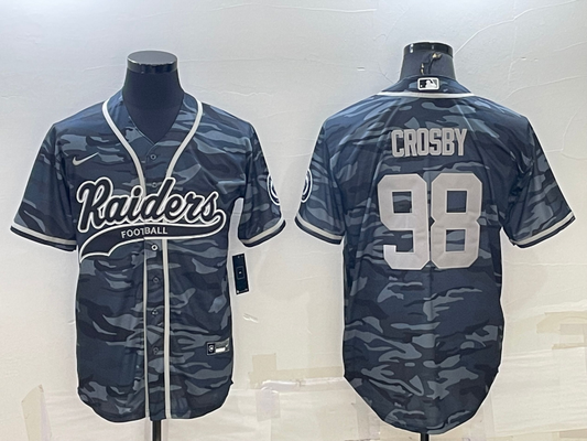 Men’s Las Vegas Raiders Maxx Crosby #98 Grey Camouflage Jersey Joint Edition