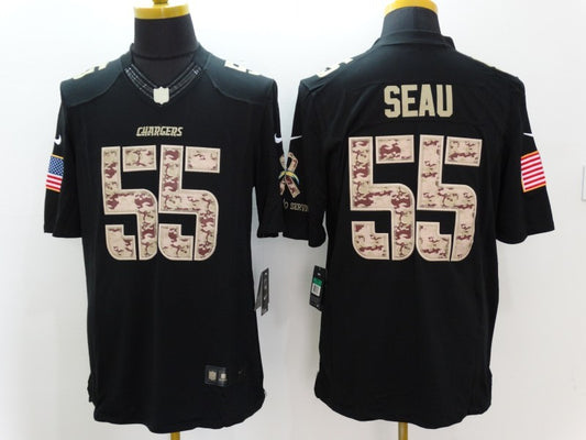 Men’s Los Angeles Chargers Junior Seau #55 Black Jersey