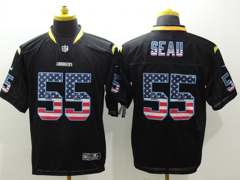 Men’s Los Angeles Chargers Junior Seau #55 Black Jersey