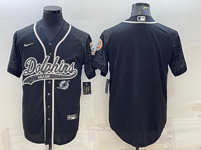 Men’s Miami Dolphins Black RFLCTV Limited Blank Jersey