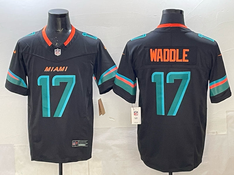 Men’s Miami Dolphins Jaylen Waddle #17 Pitch Blue 2025 Rivalries Collection Limited Jersey