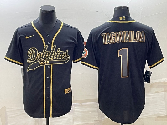 Men’s Miami Dolphins Tua Tagovailoa #1 Black Jersey Joint Edition