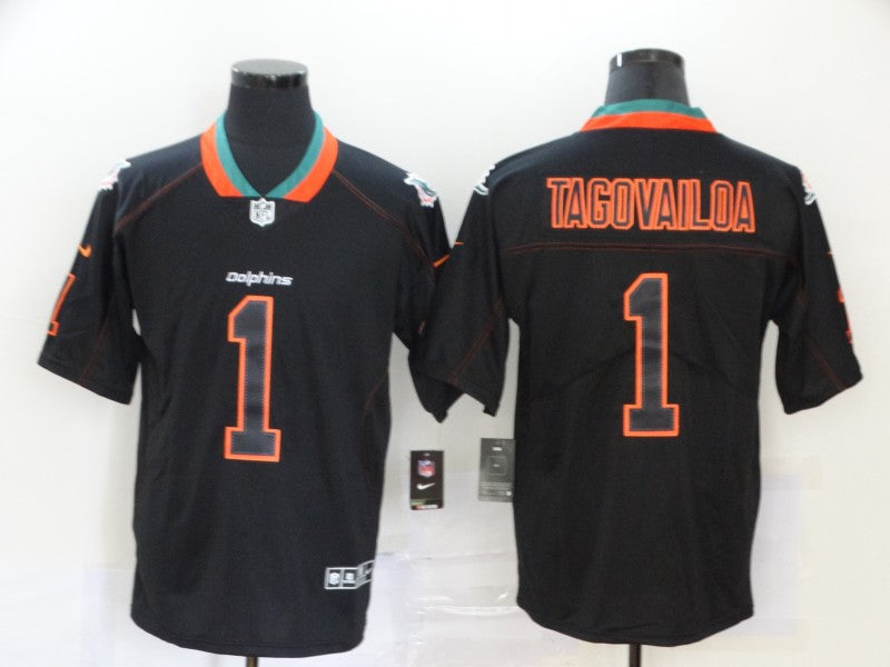 Men’s Miami Dolphins Tua Tagovailoa #1 Black Jersey