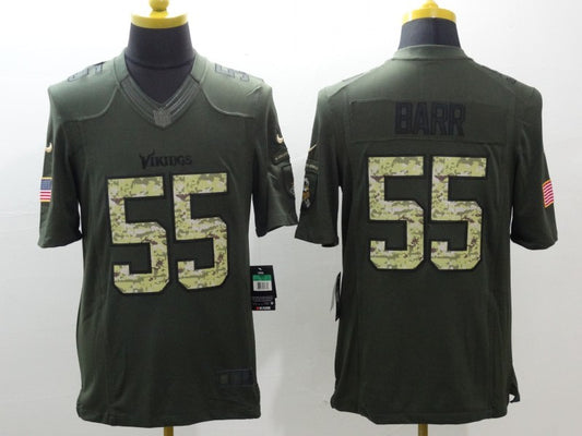 Men’s Minnesota Vikings Anthony Barr #55 Army Green Jersey