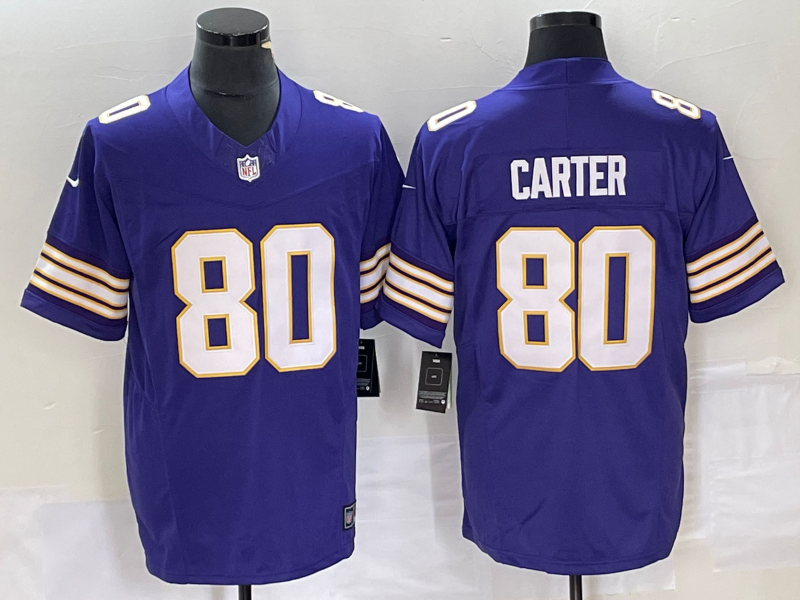 Men’s Minnesota Vikings Cris Carter #80 Purple Classic Jersey