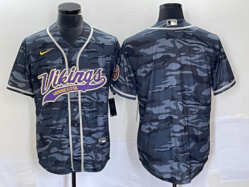 Men’s Minnesota Vikings Grey Camouflage Blank Jersey