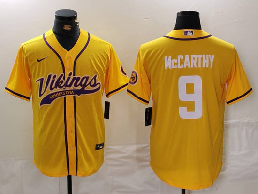 Men’s Minnesota Vikings J.J. McCarthy #9 Yellow Jersey