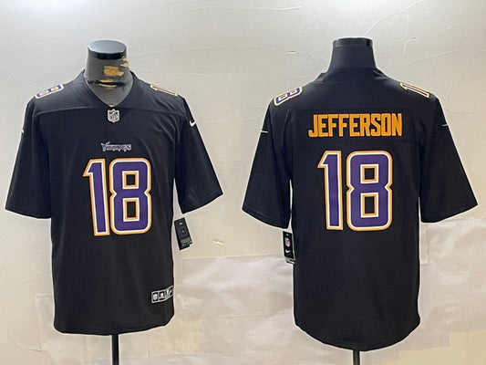 Men’s Minnesota Vikings Justin Jefferson #18 Black Jersey
