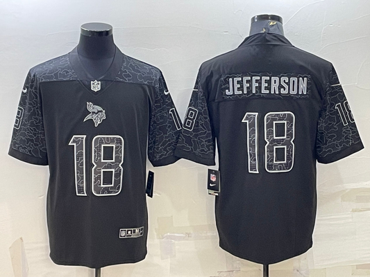 Men’s Minnesota Vikings Justin Jefferson #18 Black RFLCTV Limited Jersey