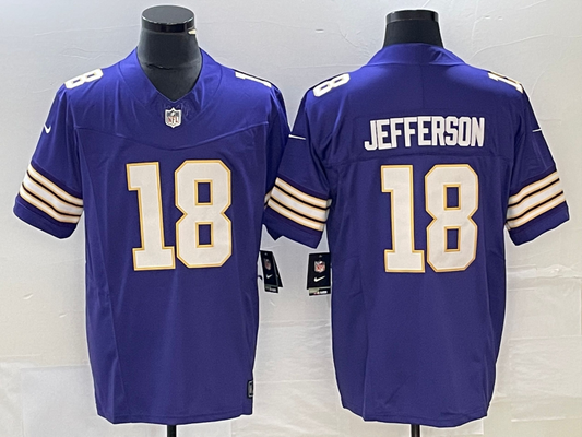 Men’s Minnesota Vikings Justin Jefferson #18 Purple Classic Jersey
