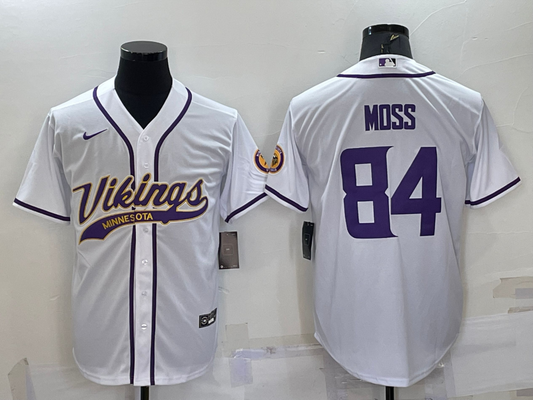 Men’s Minnesota Vikings Randy Moss #84 White Jersey Joint Edition