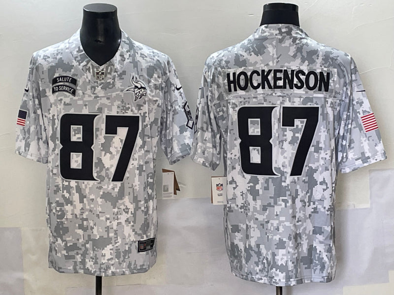 Men’s Minnesota Vikings T.J. Hockenson #87 Arctic Camo 2024 Salute to Service Retired Limited Jersey