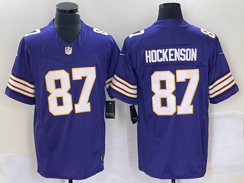 Men’s Minnesota Vikings T.J. Hockenson #87 Purple Classic Jersey