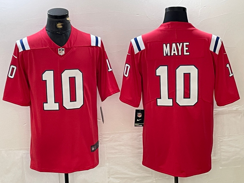 Men’s New England Patriots Drake Maye #10 Red Jersey