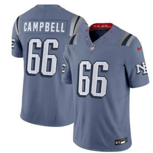 Men’s New England Patriots Will Campbell #66 Storm Blue 2025 Rivalries Collection Limited Jersey