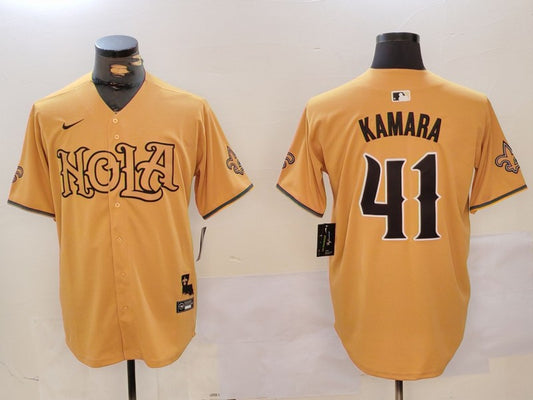 Men’s New Orleans Saints Alvin Kamara #41 Yellow Jersey