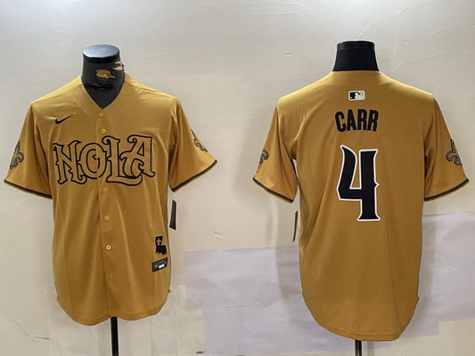 Men’s New Orleans Saints Derek Carr #4 Yellow Jersey