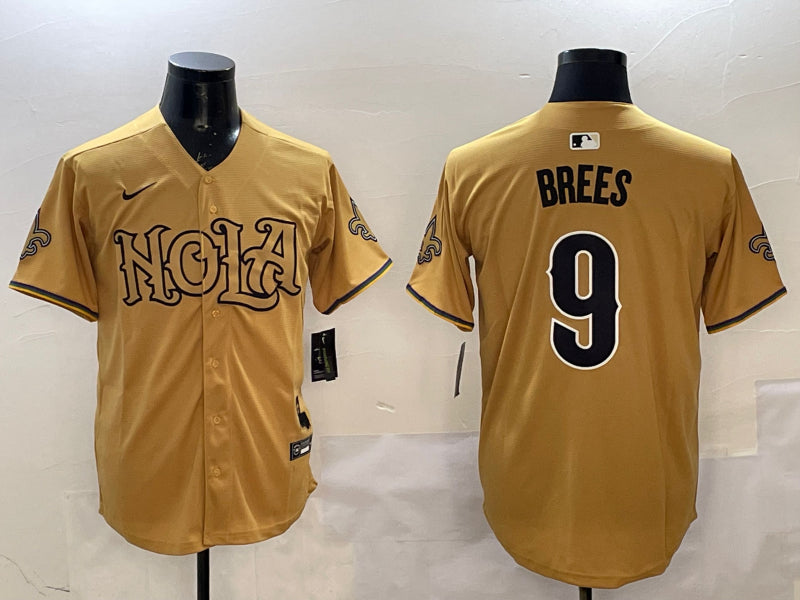 Men’s New Orleans Saints Drew Brees #9 Yellow Jersey