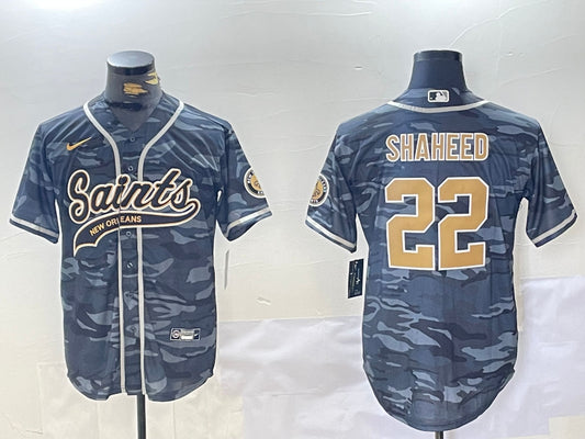 Men’s New Orleans Saints Rashid Shaheed #22 Grey Camouflage Jersey