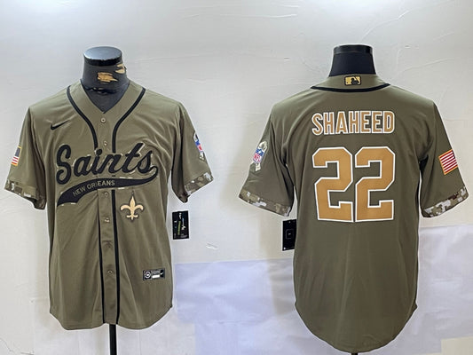 Men’s New Orleans Saints Rashid Shaheed #22 Olive Salute To Service Jersey