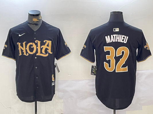 Men’s New Orleans Saints Tyrann Mathieu #32 Black Jersey