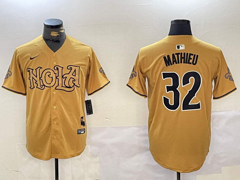 Men’s New Orleans Saints Tyrann Mathieu #32 Yellow Jersey