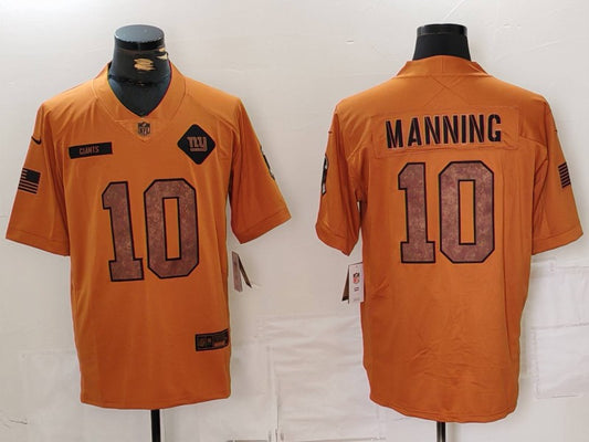 Men’s New York Giants Eli Manning #10 Brown 2023 Salute To Service Limited Jersey