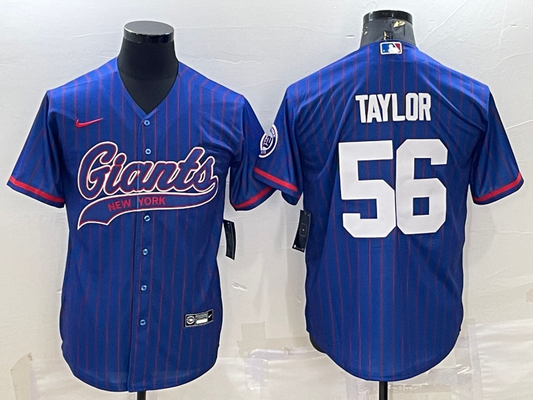 Men’s New York Giants Lawrence Taylor #56 Blue Jersey Joint Edition