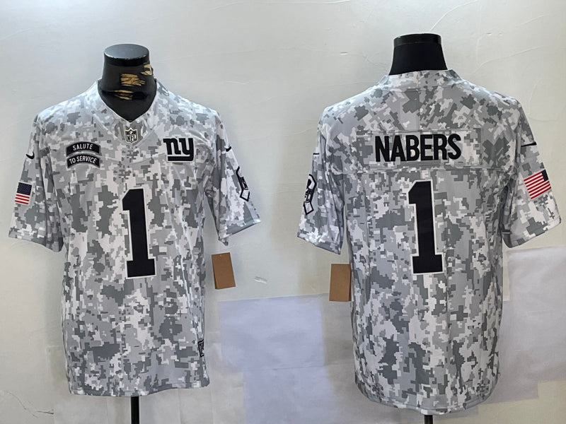 Men’s New York Giants Malik Nabers #1 Arctic Camo 2024 Salute to Service Limited Jersey