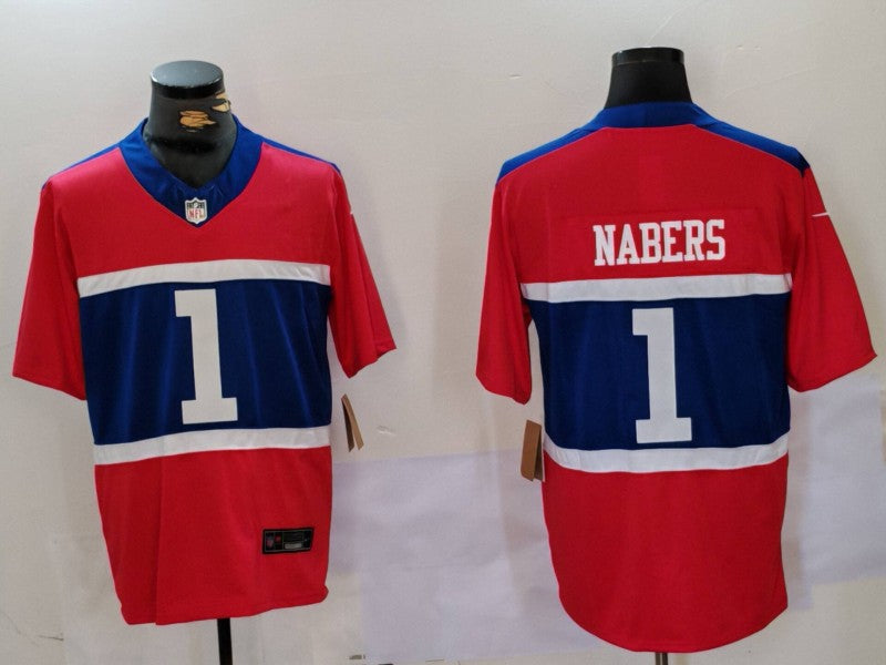 Men’s New York Giants Malik Nabers #1 Century Red Alternate Jersey
