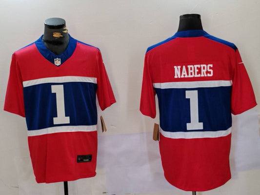 Men’s New York Giants Malik Nabers #1 Century Red Alternate Jersey
