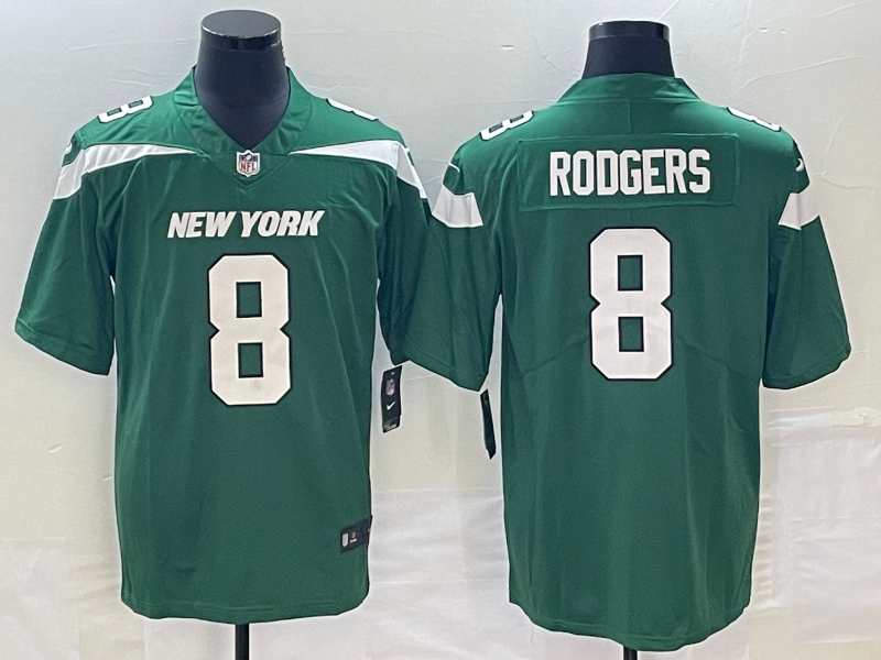 Men’s New York Jets Aaron Rodgers #8 Gotham Green Jersey
