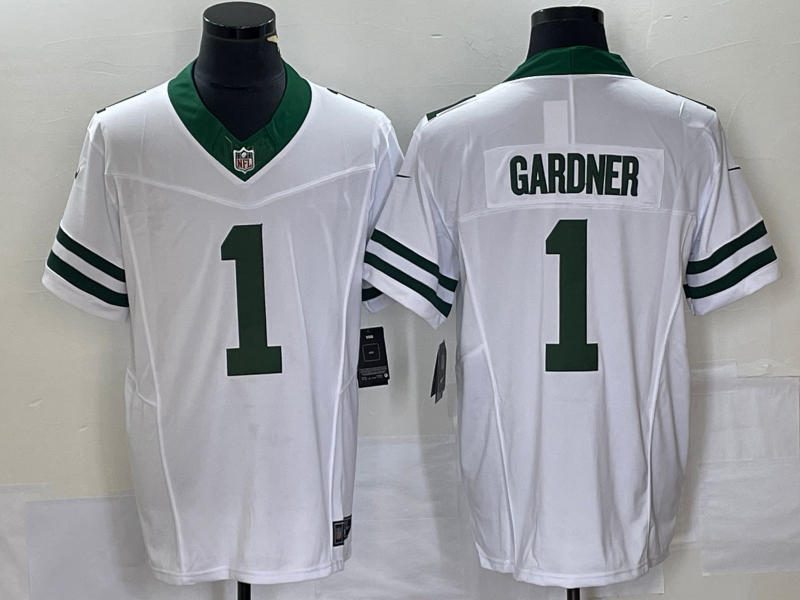Men’s New York Jets Ahmad Sauce Gardner #1 White Legacy Vapor F.U.S.E. Limited Jersey