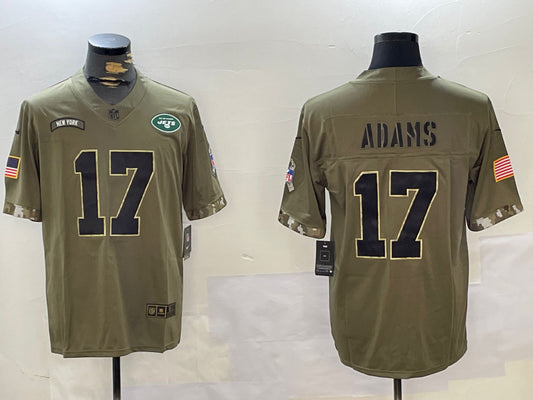 Men’s New York Jets Davante Adams #17 Olive Salute To Service Jersey