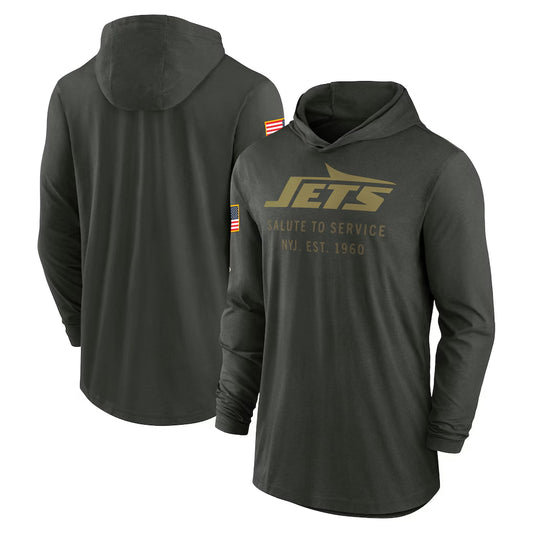 Men’s New York Jets Forest Green 2025 Salute to Service Sideline Dri-FIT Lightweight Hooded Pullover