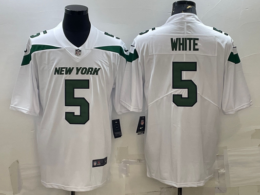Men’s New York Jets Mike White #5 White Jersey