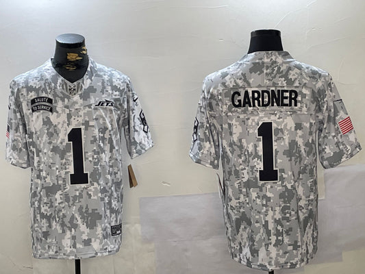 Men’s New York Jets Sauce Gardner #1 Arctic Camo 2024 Salute to Service Limited Jersey