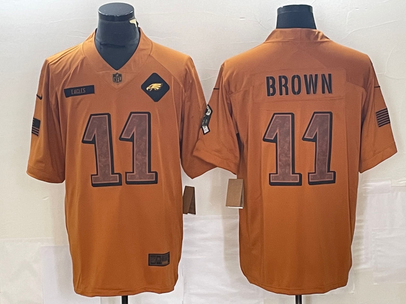 Men’s Philadelphia Eagles A.J. Brown #11 Brown 2023 Salute To Service Limited Jersey