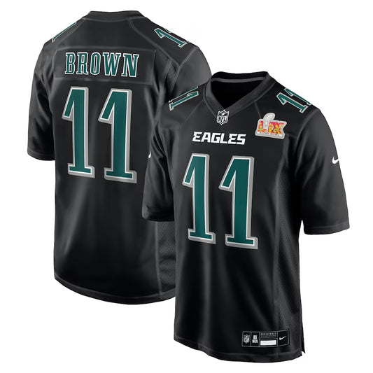 Men’s Philadelphia Eagles A.J. Brown #11 Carbon Black Super Bowl LIX Jersey