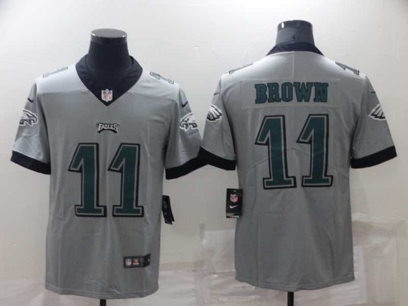 Men’s Philadelphia Eagles A.J. Brown #11 Gray Inverted Jersey