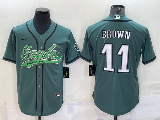 Men’s Philadelphia Eagles A.J. Brown #11 Midnight Green Jersey Joint Edition